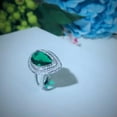 thumbnail image 3 of Silver Plated Cubic Zircon Big Teardrop Green Crystal Engagement Ring for Women, 3 of 6