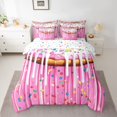 thumbnail image 2 of Feelyou Kawaii Pink Donut Bedding Comforter Set 7 Pieces, Dessert Cake Full Bedding Set, 2 of 8