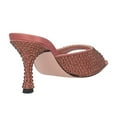 thumbnail image 4 of XYD Women Shiny Rhinestones Open Square Toe Mules Slip on Studded Mid Thin Heels Dress Fashion Slide Sandals Size 12.5 Pinkish-brown, 4 of 4