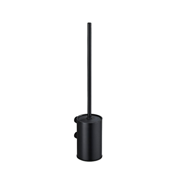 Cepillo y soporte para inodoro de acero inoxidable, compacto, con cerdas duraderas. Negro