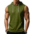 thumbnail image 3 of LWavelet Hooded Tank Tops for Men Loose Fit Breathable Sleeveless Shirts Casual Athletic Running Tops with Hat, 3 of 7