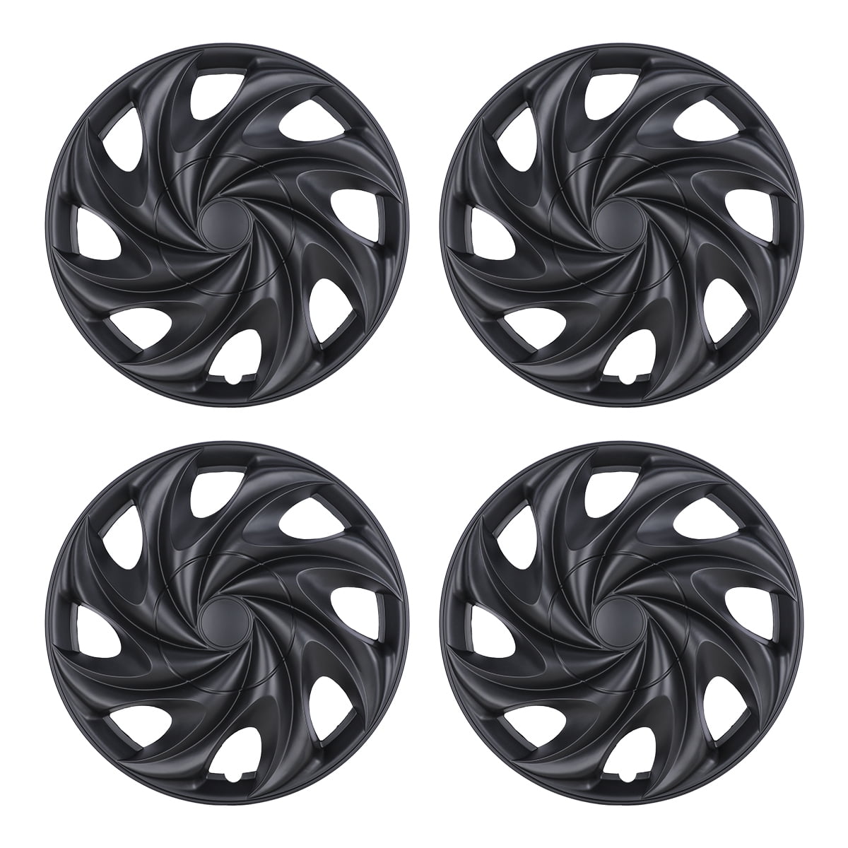 (4 Pack)14 inch Universal Wheel Rim Cover Hubcaps Snap on Car Truck Fit R14 Tire,ABS+PC Material (14-inch,Black Matte)