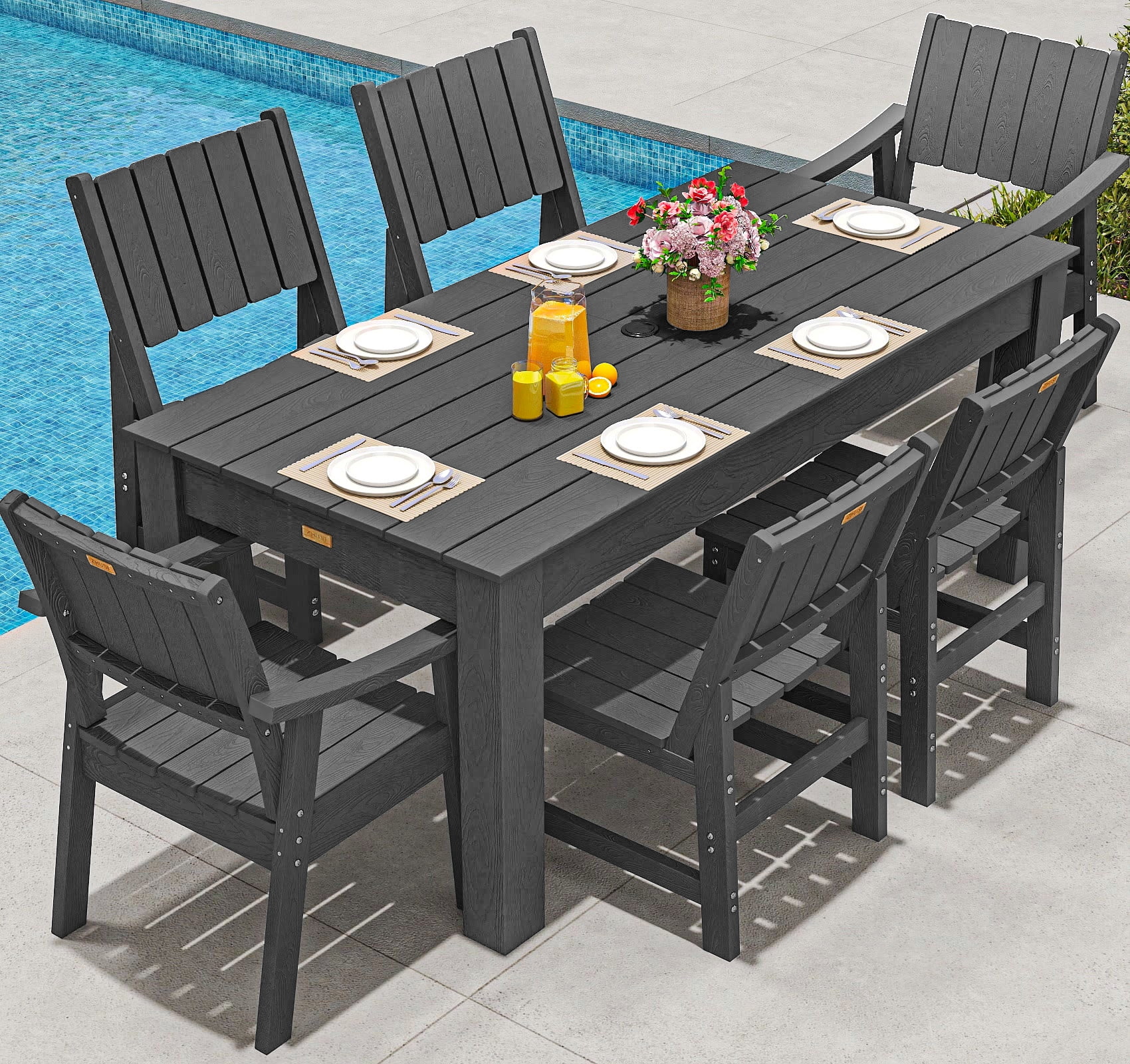 Wingyz Outdoor Patio Furniture Set, All Weather Plastic Dining Table 1PC, Grey