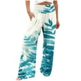 thumbnail image 2 of Kiplyki Women's Wide Leg Pants Womens Casual Pants Lightweight Summer Relax Fit Printed Elastic Waist Solid Lounge Long Trousers Sweatpants Yoga Pants, 2 of 5