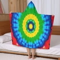 thumbnail image 5 of Colorful Tie Dye Circle Pattern Hooded Bath Towel，50"x30" for Ages 3 To 12 Kids, Quick Dry Lightweight Soft Microfiber Hood Beach Towel Cover Up for Kids, 5 of 7