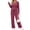 Wine Red, variant on Fantaslook Two Piece Lounge Sets for Women Vacation Travel Fall Outfits V Neck Tops Wide Leg Pants Matching Sets Women Clothing