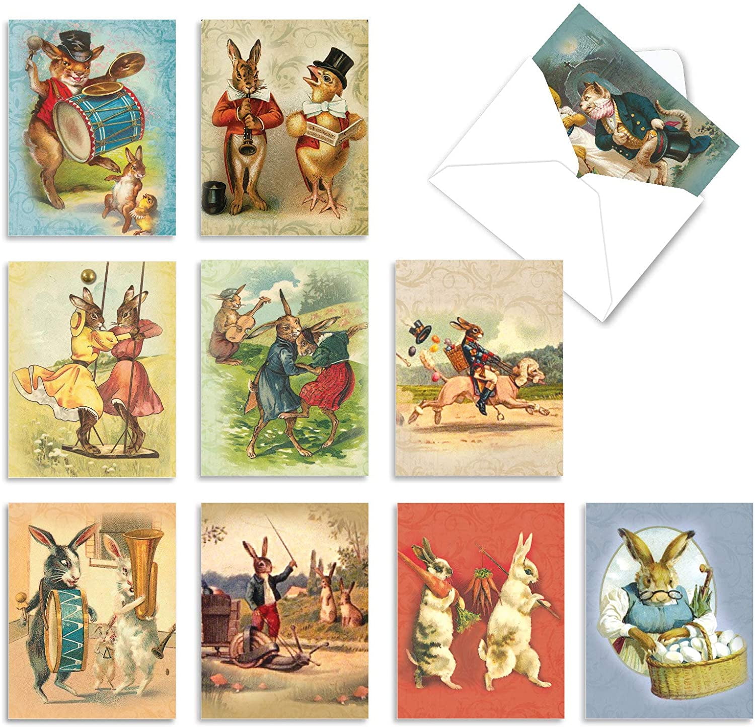 10 Stationery Note Cards with Envelopes 4 x 5.12 inch, Assorted 'Funny