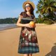 thumbnail image 4 of Balery Cat Asleep Among Flowers Vestidos sueltos de manga corta para mujer, vestidos de verano 2025, vestidos casuales de corte A con vuelo., 4 of 6
