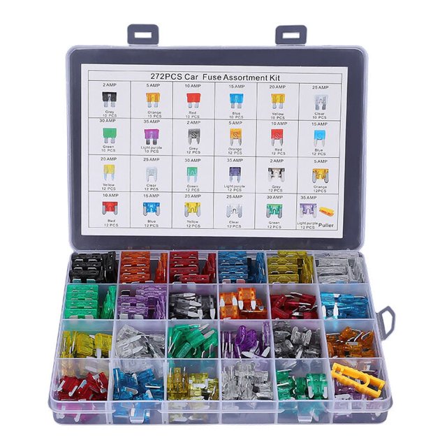 272 piezas - Kit surtido de fusibles de cuchilla para automóvil, fusibles automotrices - Estándar y mini y mini perfil bajo (2A/5A/10A/15A/20A/25A/30A/35A)