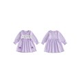 thumbnail image 2 of Cjfdfy Kids Girls Casual Dress, Long Sleeve Dress Plaid Big Sister Embroidery Fall A-line Dress For Casual Daily,Newborn Bodysuit Pink Dress, Fall Winter Baby Girl Clothes, 2 of 8