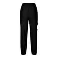 thumbnail image 5 of Women's Pants Fashion Womens Casual Solid Color Casual Elastic High Waist Wide Cropped Leg Loose Outdoor Fitness Running Climbing Trousers Pocket Pants, 5 of 6