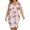 thumbnail image 2 of Maternity Dresses for Daily Baby Shower and Photography, Side Ruching Womens Bodycon Dress, Short Sleeve, Red Floral, Small, 2 of 6