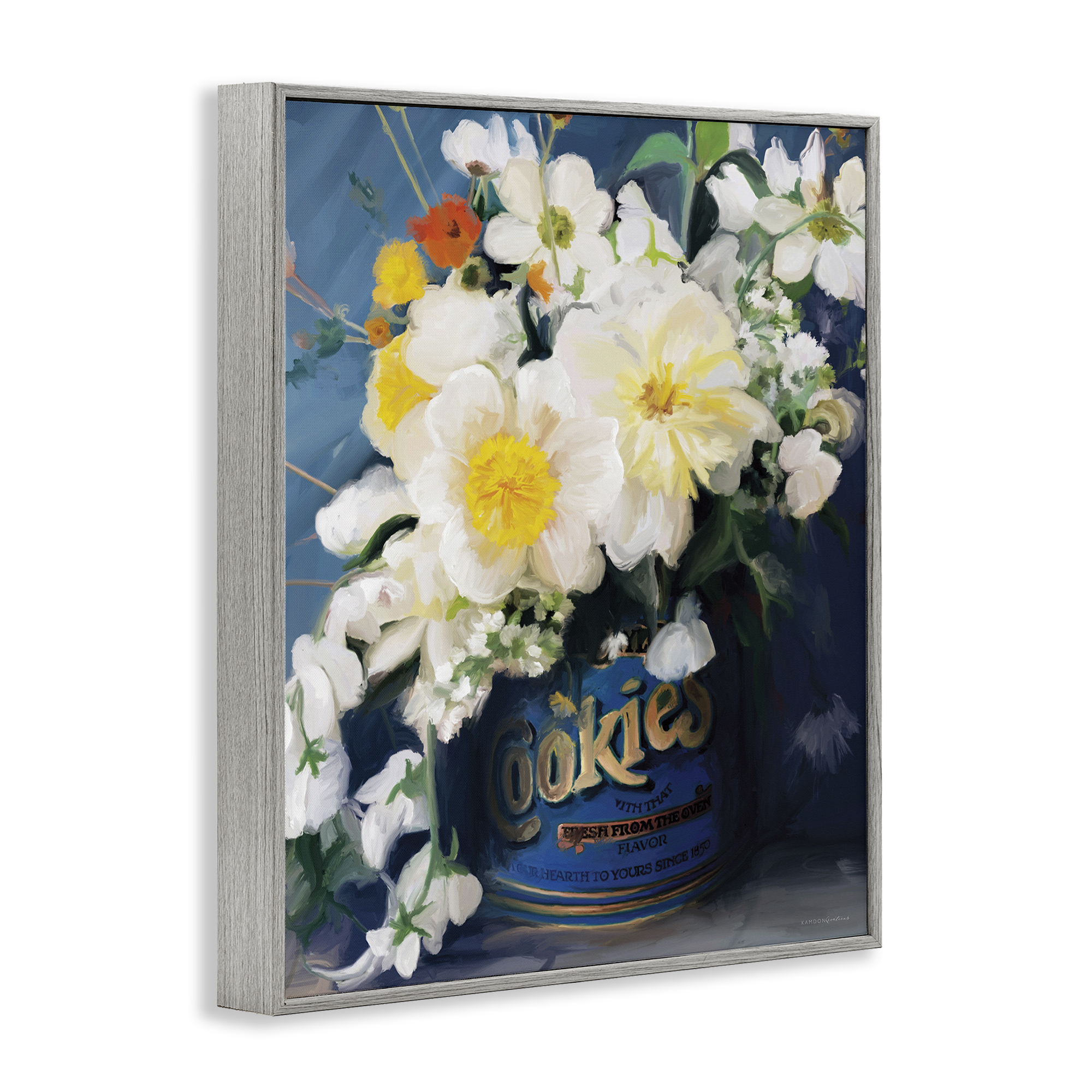 Stupell Industries Bouquet in Vintage Jar Botanical & Floral Painting Gray Framed Art Print Wall Art, 11 x 14