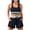 348#Black, variant on Women's 2026 Ribbed Color Block High Waist Two Piece Swimsuit Sporty Athletic Bikini Set with Boy Shorts Moderate Coverage Bathing Suit Purple M