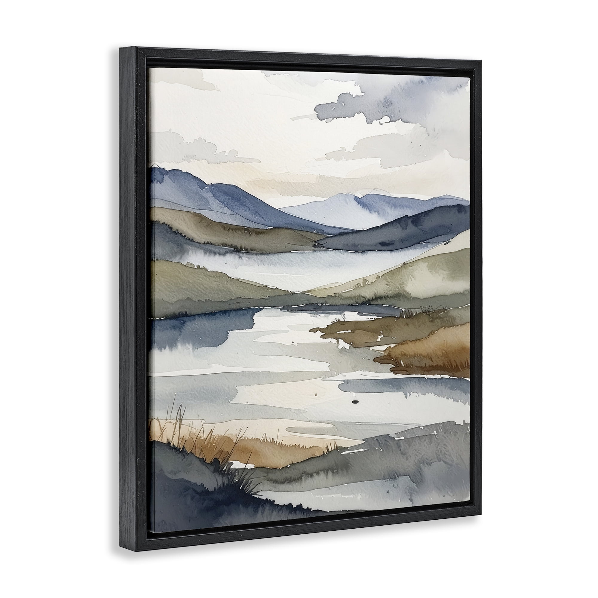 Stupell Industries Flow Of Water Pond Black Framed Floater Canvas Wall Art, design by Alonza Saunders