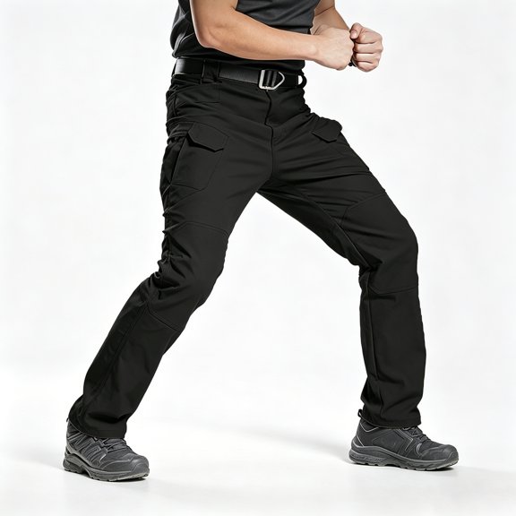 Men Stretch Straight Leg Cargo Pants 6 Pocket Breathable Fishing Trousers