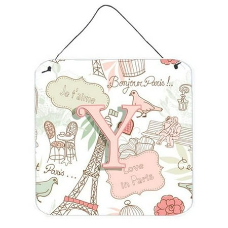 Monogram Letter Love in Paris Pink Wall or Door Hanging Prints