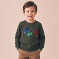 thumbnail image 2 of XAOFW Boys Sweatshirts Long Sleeve Crewneck Sweatshirt With Mesh And Embroidered Lightweight Pullover For Outdoor Play Trendy Tops 2-3 Years, 2 of 8
