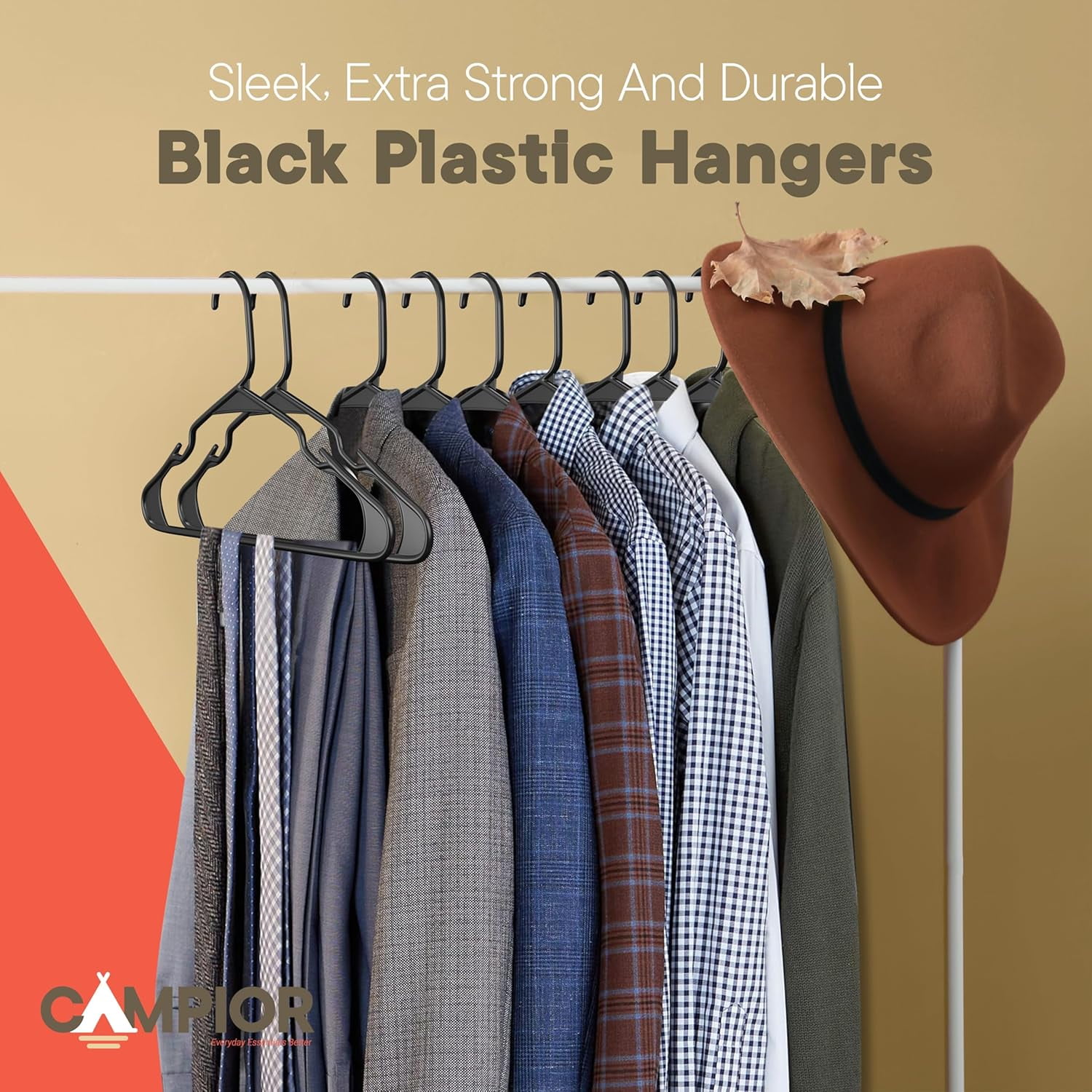 White plastic hangers 150 Pack– Heavy-Duty Plastic Hangers Slim and Space-Saving Hangers, Durable & Lightweight PP Hangers with Non-Slip Shoulder Notches for Slip Dresses, Suits, Jackets & Camisoles