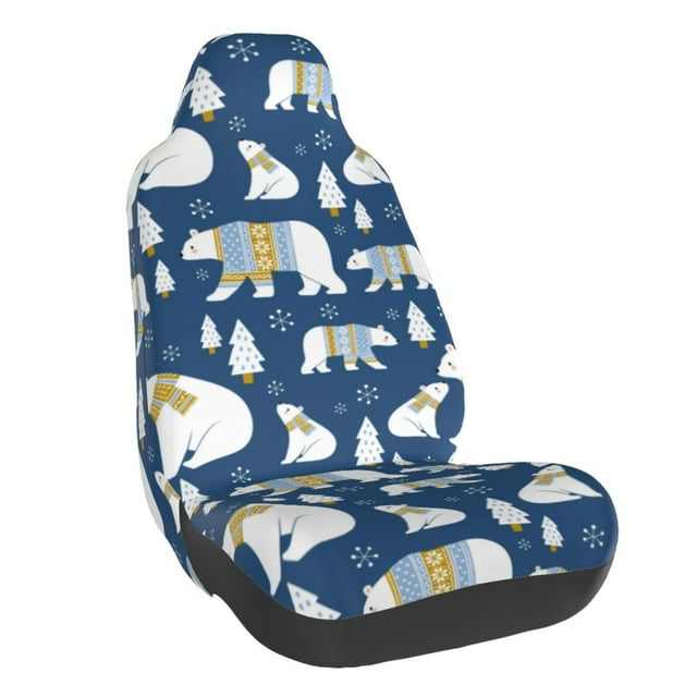 Wukai cute winter bear Full Set Car Seat Covers with Soft Padding Universal Auto Front Seats Protector and Cushion Mat