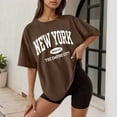 thumbnail image 2 of Afdoent Womens T Shirts Letter Printed Crew Neck Short Sleeve Loose T Shirt Casual Fashion Clothes Vacation Outfits, 2 of 4