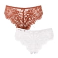 thumbnail image 2 of Curve Muse Women's Pack Of 2 Comfort Sheer Lace Tanga Hipster Boyshorts Panties-Pack C-Cream,Rust-XXL/9, 2 of 6