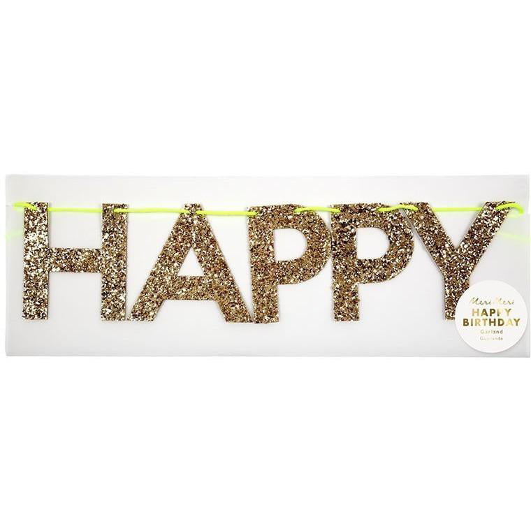 Meri Meri Luxury Confetti Happy Birthday Balloon Card with Gold Foil Lettering 