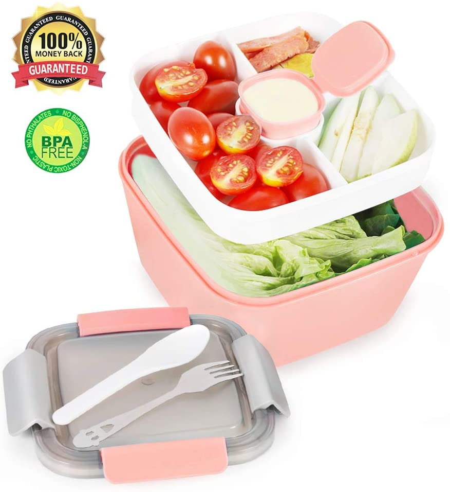 Tupperware Jumbo Salad On The Go Bowl Set w/ Utensils And Snack Dressing Cup 