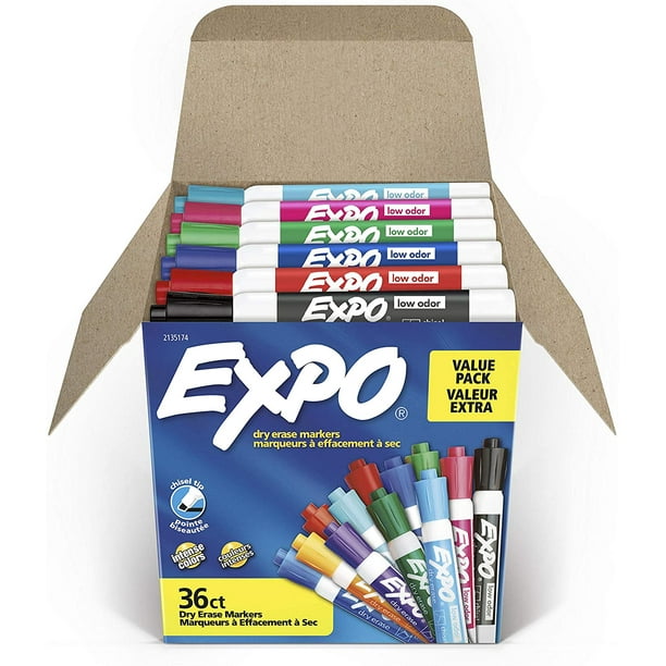 Expo Low Odour Dry Erase Markers, 8-Pack, Super-smooth ink system! 
