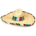 thumbnail image 2 of Sombrero GiftExpress Mexican con ribete de sarape para adulto, 2 of 7