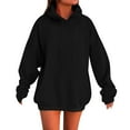 thumbnail image 4 of Uqiangy Oversized Hoodies for Women Tunic Sweatshirts for Women Crew Neck Sweatshirts Women Women's Sweatshirt Womens Crewneck Sweatshirt Fleece Pullover Women Hoodies for Women Black 2XL, 4 of 9
