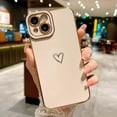 thumbnail image 4 of Compatible with iPhone 14 Case Cute, Luxury Plating Heart Phone Case, Electroplated Edge Bumper Case for Women Girls Soft TPU Shockproof Camera Protective Back Cover - White, 4 of 6
