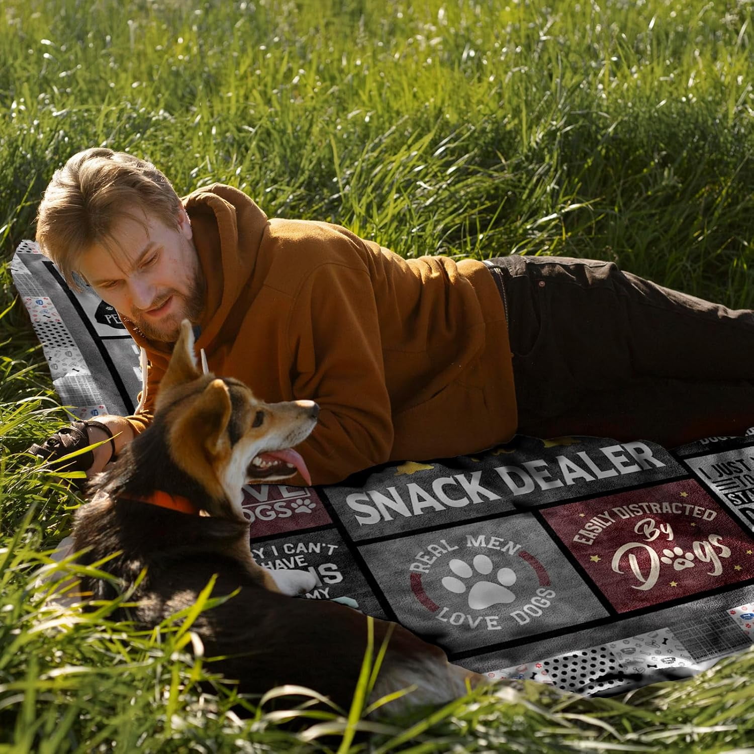 Fathers Day Dog Dad Gifts for Men, Dog Lover Gifts Ideas for Men Throw Blanket 50"X 60", Best Present for Puppy Dads, Present from Puppy to Dad