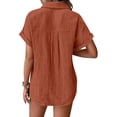 thumbnail image 5 of Cotton Linen Shirts For Women Gauze Shirts Beach Vacation Tshirts Loose Fit Tee Shirt Women Boho Peasant Gauze Blouses Gauze Tunic Tops For Women Gauze Shirts For Women Womens Summer Tops Brown L, 5 of 7
