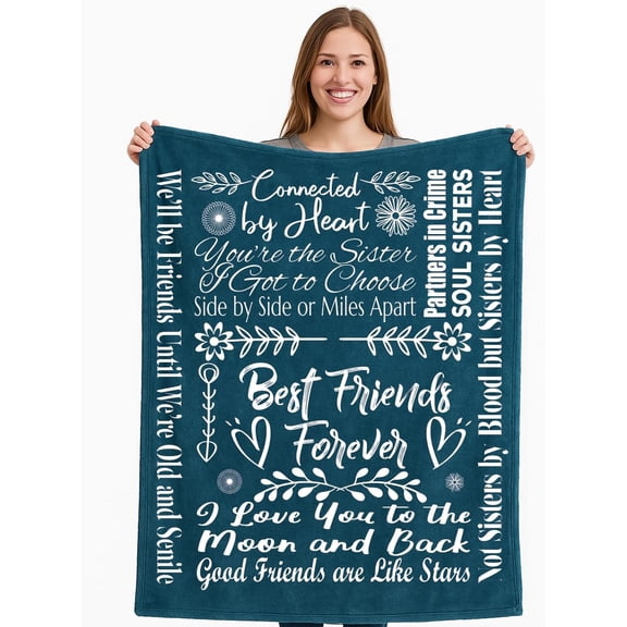 Best Friend Blanket - Cozy Throw | Perfect for Women | Thoughtful Best Friend Birthday Gifts for Women - Show Your Love with This Friendship Blanket (Sherpa Fleece, Purple)