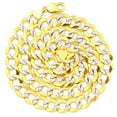 thumbnail image 1 of LOVEBLING 10K Yellow Gold 12mm Solid Pave Two-Tone Curb Chain Necklace (24"), 1 of 1