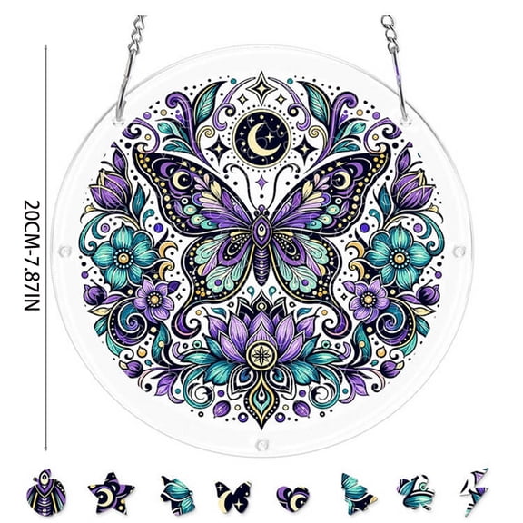 Fmbmuo Aesthetic Acrylic Puzzle Suncatcher Window Hanging Ornament Round Sun Catcher Acrylic Puzzles for Home Decor Housewarming Gift