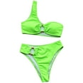 thumbnail image 4 of BSDJILFG Women's Bikini Sets Two Piece Swimsuit Smocked Back Tie Cheeky Mid Rise Swimwear, 4 of 7