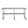 thumbnail image 2 of AmGood 84" Long x 18" Deep Stanless Steel Work Table with Casters | Mobile Metal Table, 2 of 9