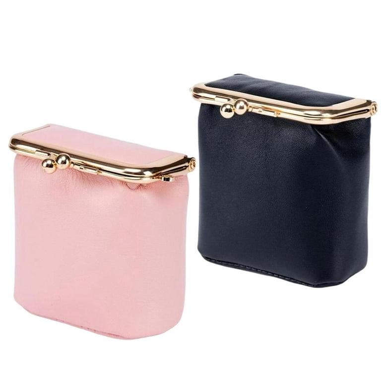 Milageto 2pieces Mini Lipstick Bag Earphone Bag Women Trinkets Pouch Coin Purse, Black