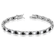 My Daily Styles Womens 925 Sterling Silver White Clear Black Square CZ Tennis Bracelet, 7"