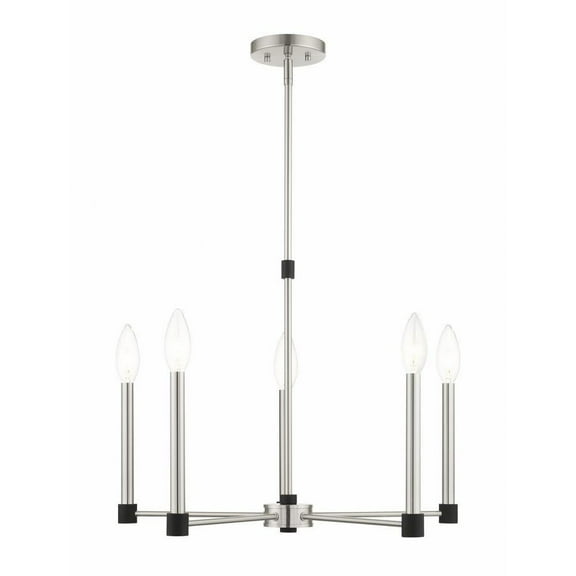 Mid Century Modern Contemporary Five Light Chandelier-Brushed Nickel Finish Bailey Street Home 218-Bel-4188612