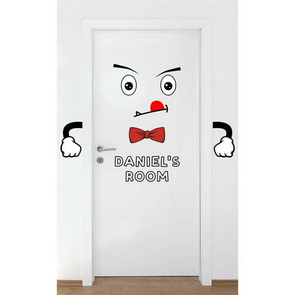 Personalized Name Cartoon Wall Decal Cute Face with Tongue Sticking Out Bedroom Wall Decal for Children Cute Themed Room Décor - Size: 36 In x 80 In