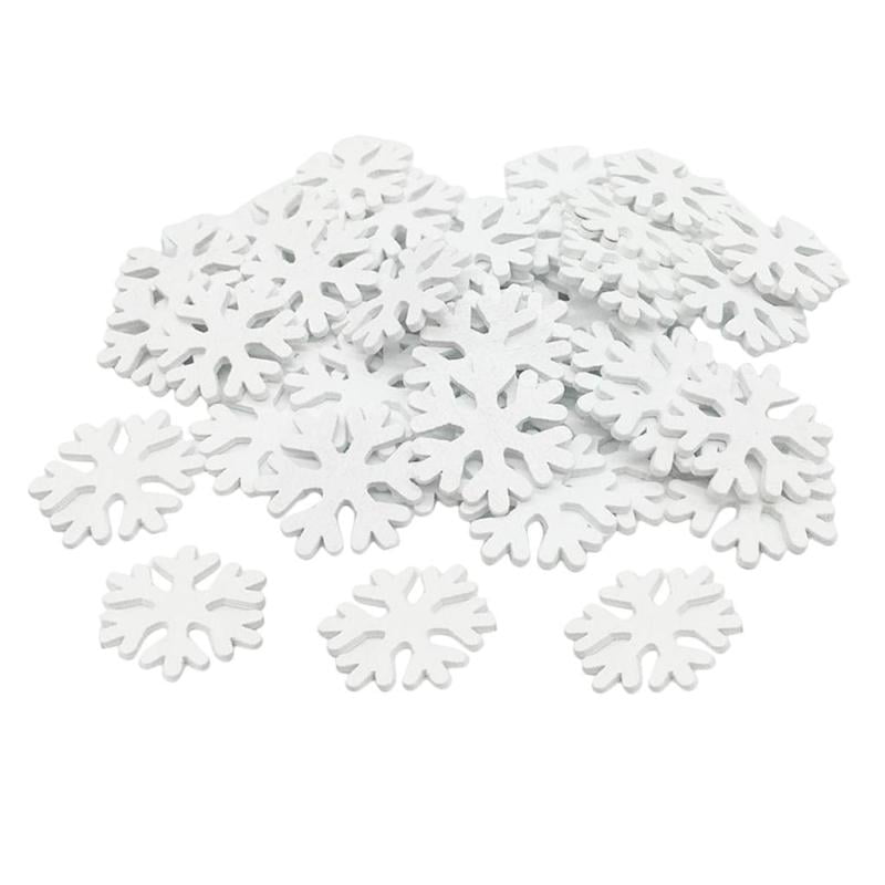 Wooden Snowflake Bauble Crafts Embellishment White 100 for Wedding Christmas 