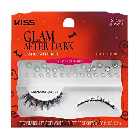 KISS Halloween False Eyelashes, ‘Enchanted Sparkles’,  8mm-13mm, Natural Volume, 1 Pair KISS Lashes