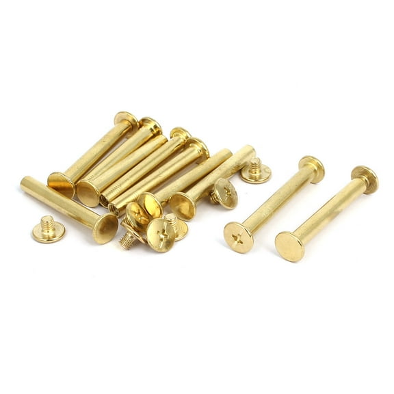 M5x35mm Brass Plated Cap Binding Chicago Screws Posts Nuts 10pcs
