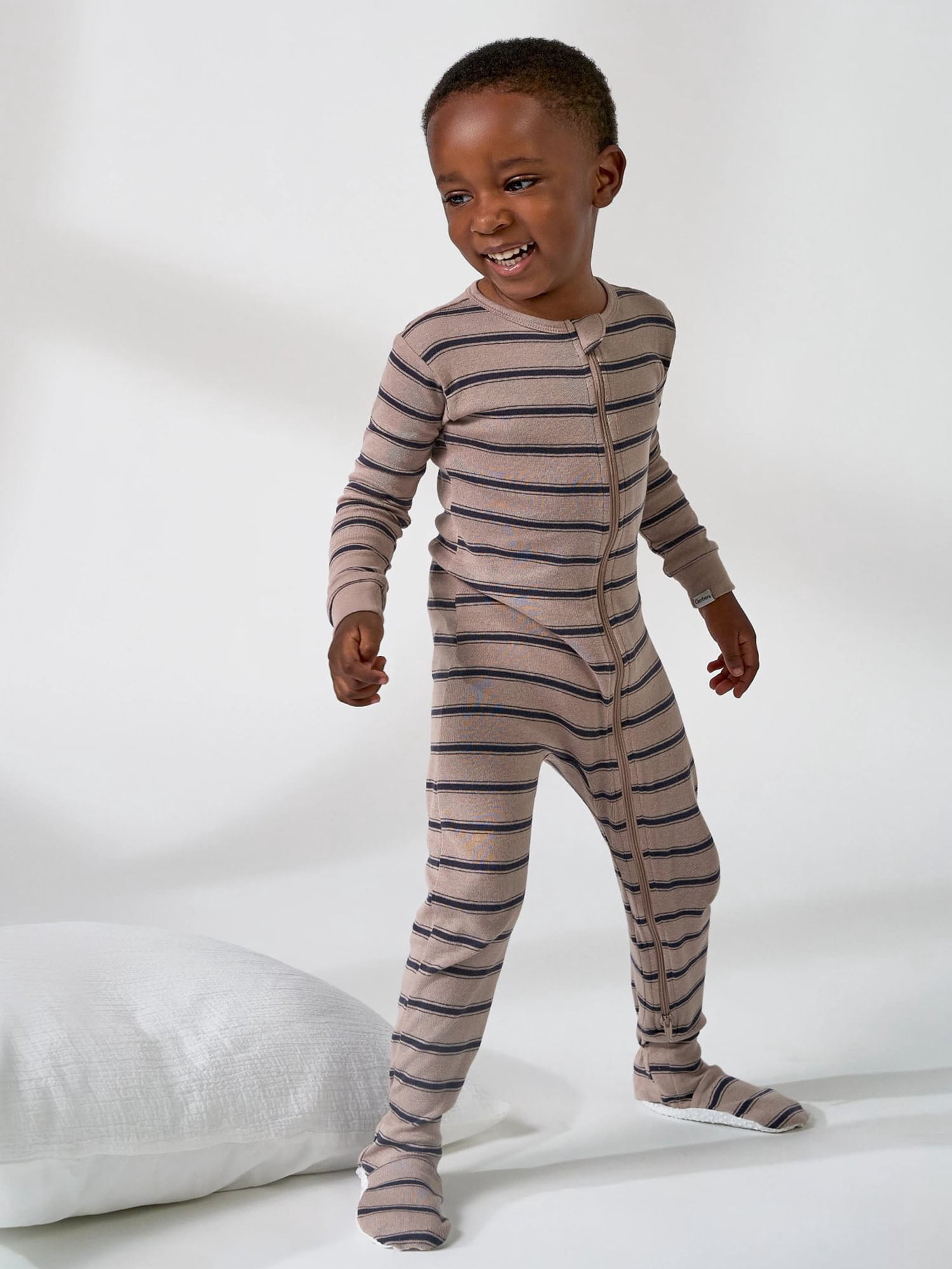 Gerber Baby and Toddler Neutral Tight Fitting Footed 2-Way Zipper Unionsuits, 2-Pack, Sizes 0/3 Months - 5T