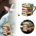 thumbnail image 2 of Painted Books Coffee Mug, Unique Books Stack Coffee Cup for Hot Or Cold&spoon, 2 of 7