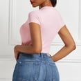 thumbnail image 5 of Pounoo Women's Bodysuits Short Sleeve Crew Neck Solid Color Slim Fit Jumpsuits Casual Daily Wear Stretchy Comfortable Bodycon Tops Gift, 5 of 6