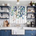thumbnail image 2 of Blue Teal Botanical Kitchen Curtains 84 Inch Length, Weeping Fall Eucalyptus Leaves Grommet Top Bedroom Living Room Curtains, Light Filtering Cafe Curtain Drapes 2 Panels Set 104''x84'', 2 of 9